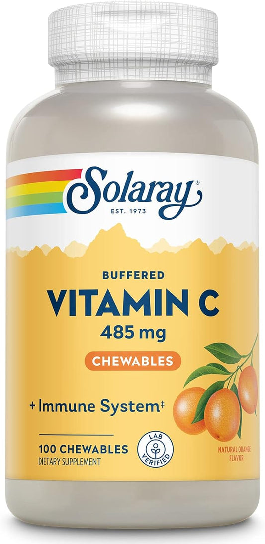 SOLARAY Chewable Vitamin C with Rose 60-Day Guarantee, 100 Serv, 100 Chewables
