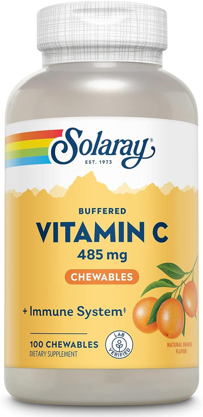SOLARAY Chewable Vitamin C with Rose 60-Day Guarantee, 100 Serv, 100 Chewables