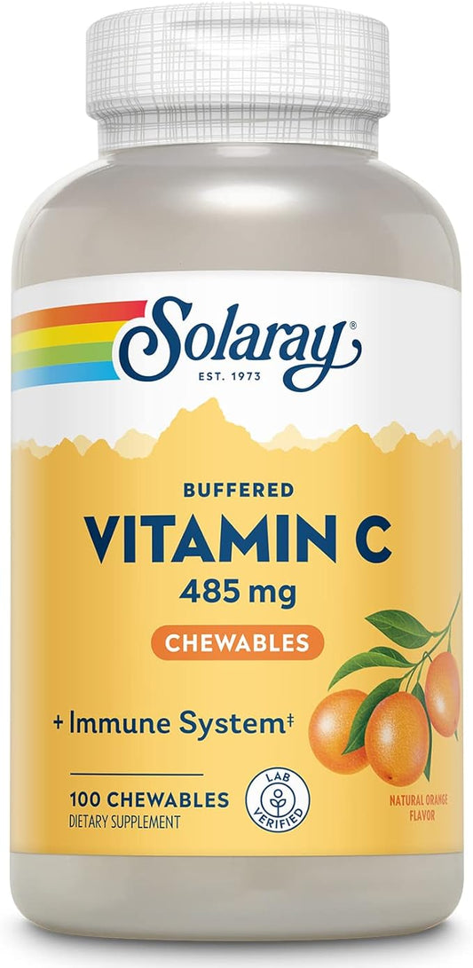 SOLARAY Chewable Vitamin C with Rose 60-Day Guarantee, 100 Serv, 100 Chewables