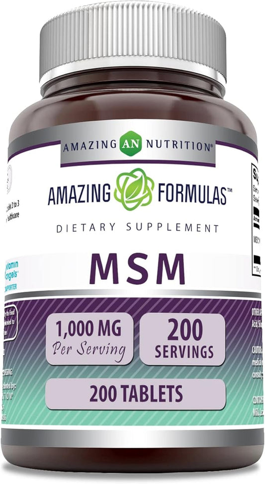 Amazing Formulas MSM 1000mg 200 Tablets Supplement