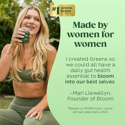 Bloom Nutrition Superfood Greens Powder, Digestive Enzymes with Probiotics and Prebiotics, Gut Health, Bloating Relief for Women, Chlorella, Green Juice Mix with Beet Root Powder, 30 SVG, Citrus