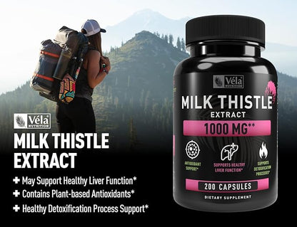 Milk Thistle Extract 1000mg Capsules 200 Servings 3rd Party