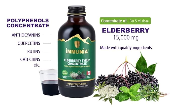 Immunia Elderberry Syrup Helps Strengthen The 24 Days/Bottle. (3-Pack)