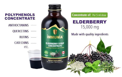 Immunia Elderberry Syrup Helps Strengthen The 24 Days/Bottle. (3-Pack)