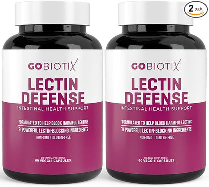 GOBIOTIX Lectin Defense - Lectin Blocker Supplement with MSM and Digestive Enzymes - Aids in Intestinal Health for Women and Men - Non-GMO + Gluten Free - 60 Capsules (2)