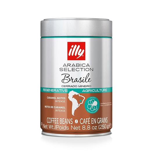 illy Arabica Selections Brasile - Cerrado Mineiro Whole Bean Coffee, Regenerative Agriculture Coffee, 8.8oz (Pack of 1)