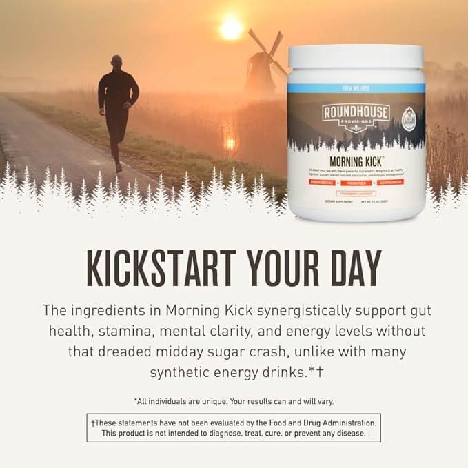 Morning Kick, Greens Superfood Powder Supplement with Ashwaganda, Collagen, Probiotics, Supports Energy Levels, 30 Servings (Strawberry Lemonade) by Chuck Norris