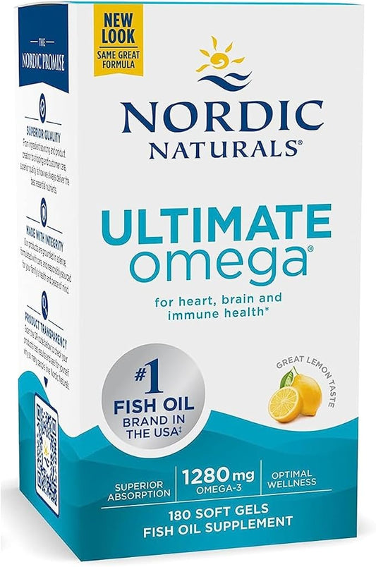 Ultimate Omega, Lemon Flavor 180 Soft 1280 mg Omega-3 - Omega-3 Fish 90 Servings