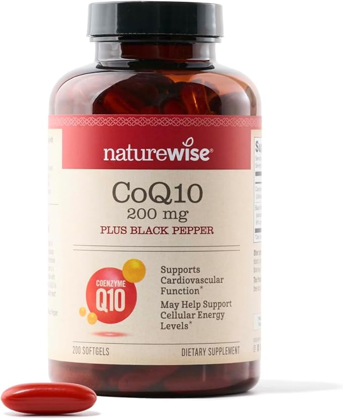 NatureWise CoQ10 200mg Softgels, High Absorption CoQ10 with 200 Softgels[200-Day Softgels[200-Day Supply]