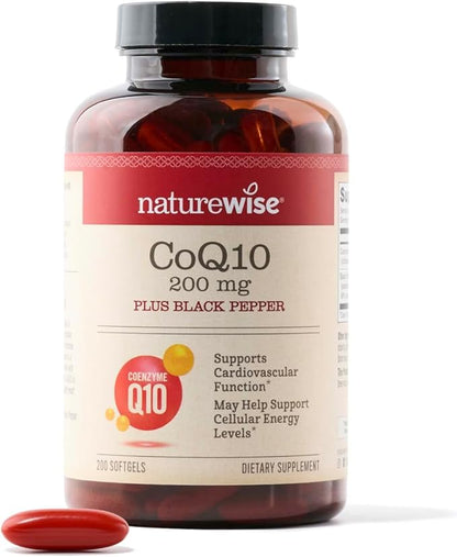 NatureWise CoQ10 200mg Softgels, High Absorption CoQ10 with 200 Softgels[200-Day Softgels[200-Day Supply]