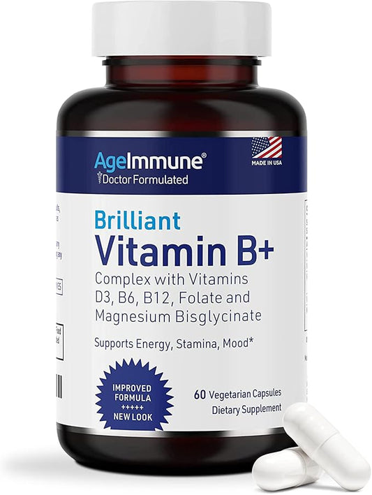 Vitamin B Complex 60 Capsules B6 20mg 20mg D3 D3 1000IU 1000IU Magnesium 260mg Methyl B12 1000mcg 1000mcg and 600mcg DFE.