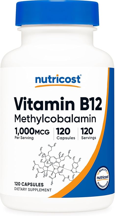 Nutricost Vitamin B12 (Methylcobalamin) 1000mcg, 120 Capsules B12 Supplement