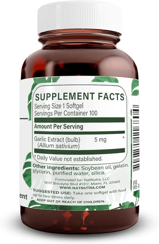 Natural Nutra Odorless Garlic Oil Supplement, 500mg, 100 100 Softgels