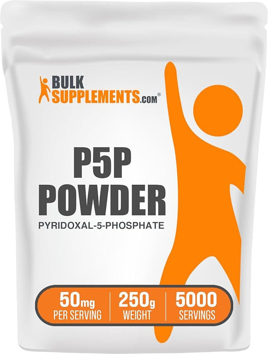BulkSupplements.com Pyridoxal 5 Phosphate Powder - P-5-P Vitamin B6 Supplement, P-5-P 50mg - P5P Supplement, Gluten Free, 50mg of per Serving, 250g (8.8 oz) (Pack of 1)