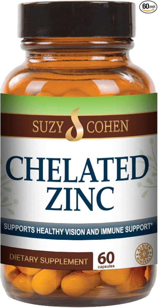 Suzy Cohen Chelated Zinc Supplements 60 Capsules