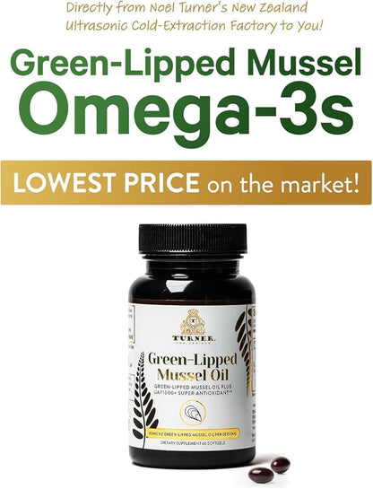 TURNER New Zealand Green Lipped Omega-3 53x Higher UAF1000+ Super 3 Bottles, 180 Softgels