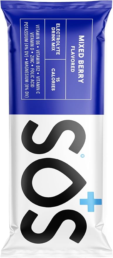 SOS Hydration Electrolyte Powder Packets, Mixed Berry Flavor, 8 Stick Packs – Low-Calorie, Rapid Rehydration, Made in USA, Keto & Vegan Friendly