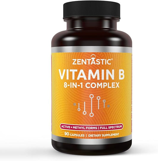 Vitamin B-Complex - All B Vitamins B12, B6, B6, B9 B9 Folic 90 Vegan