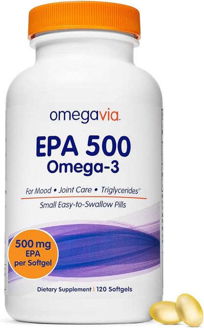 OmegaVia EPA 500, Purified Omega 3 500 mg 5-Star, 120 120 ct