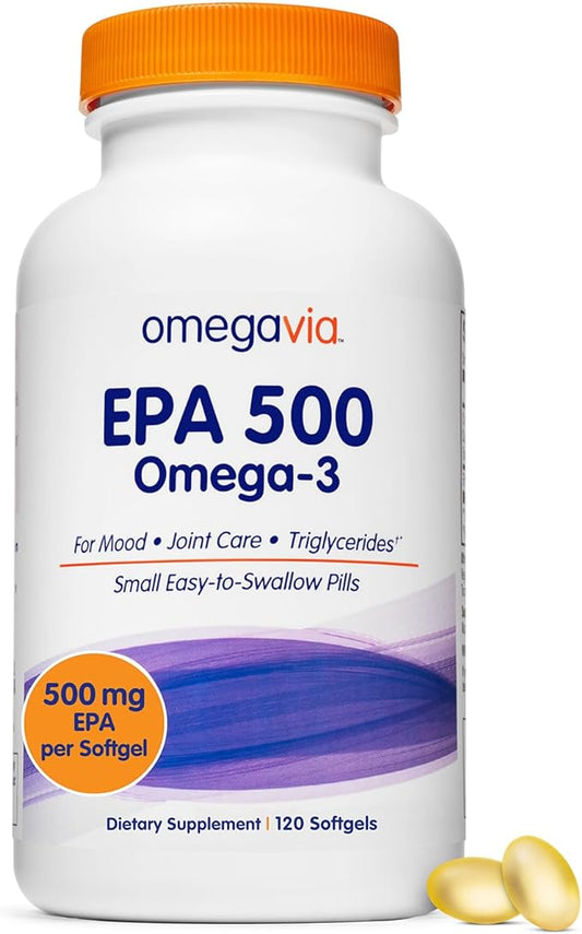 OmegaVia EPA 500, Purified Omega 3 500 mg 5-Star, 120 120 ct