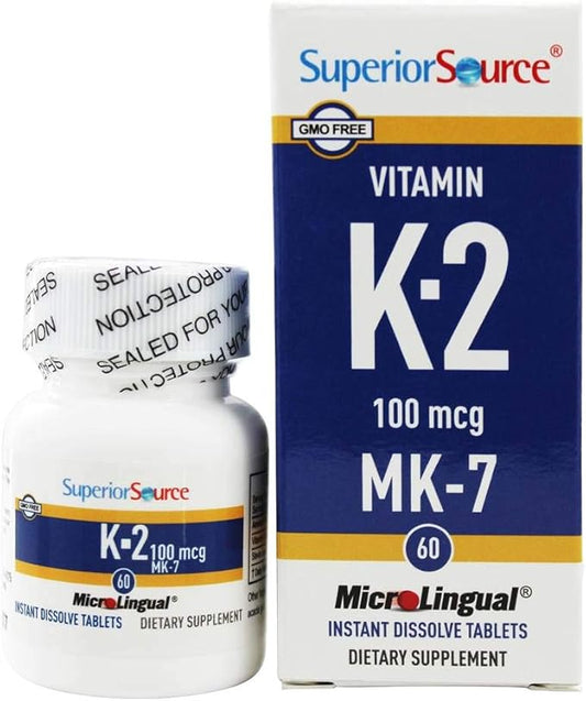 Superior Source Vitamin K2 MK-7 (Menaquinone-7), 100 mcg, 60 Count,