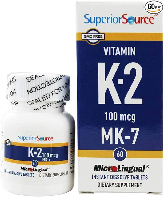 Superior Source Vitamin K2 MK-7 (Menaquinone-7), 100 mcg, 60 Count,