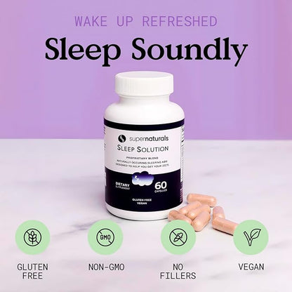 Health Sleep Solution, Sleep Supplement for Adults, Magnesium and Melatonin for Sleep Provides Natural Sleep Support, Vegan Ingredients, Gluten-Free Magnesium Sleep Supplement, 60 Capsules