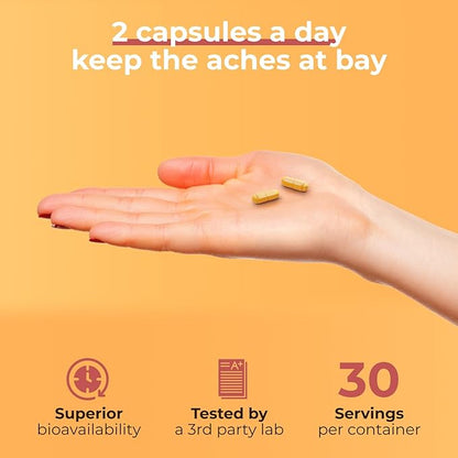 Inflame Shield | Turmeric Supplement for Inflammation Support with Ginger, Bioperine, & Bromelain | Joint Support | 180 Capsules for Men and Women