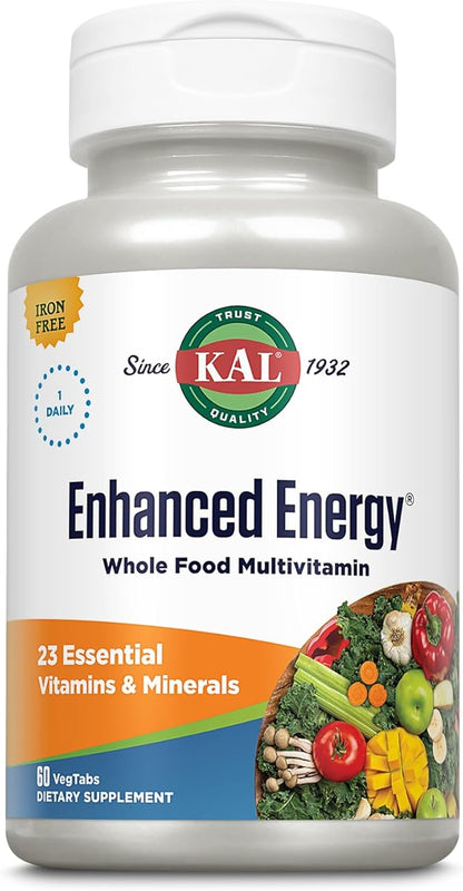 KAL Enhanced Energy Supplements, Once Daily 23 Essential 60-Day Guarantee, 60 Serv, 60 VegTabs