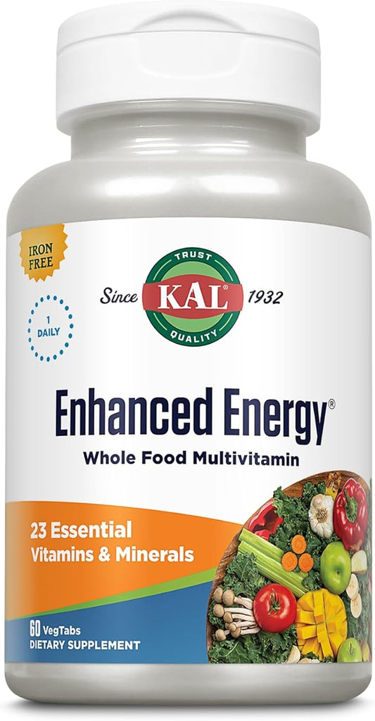 KAL Enhanced Energy Supplements, Once Daily 23 Essential 60-Day Guarantee, 60 Serv, 60 VegTabs