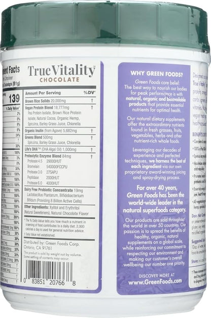 Green Foods True Vitality, Chocolate, 25.2 Ounce