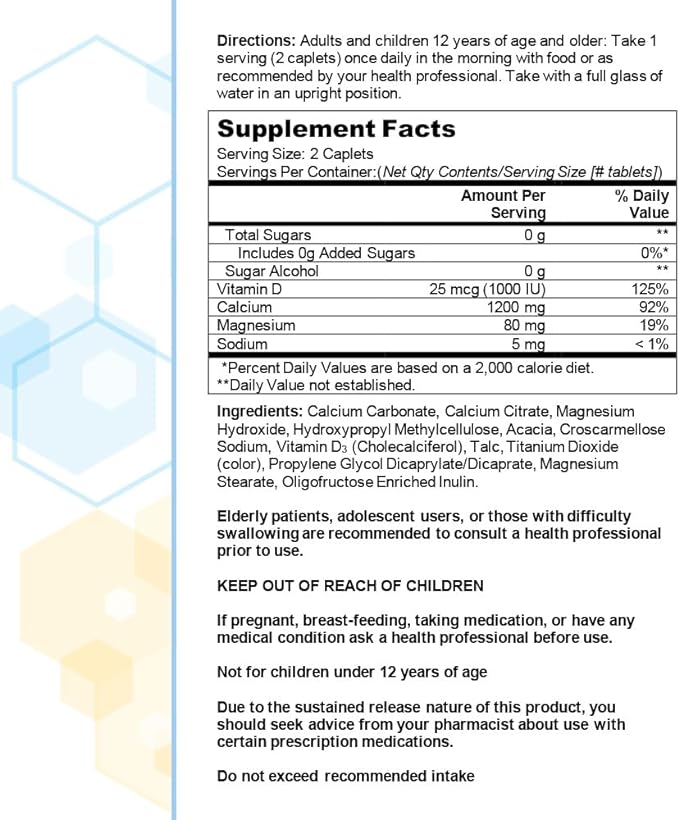 Citracal Slow Release 1200, 1200 mg 25 mcg (1000 IU) D3, Bone 12+, Take 185 Count