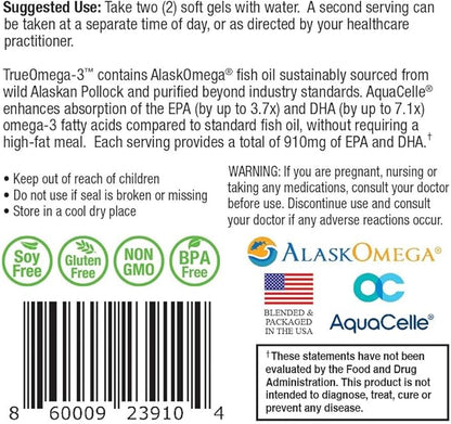 True-Omega-3 975mg Omega-3 Fish Oil Supplements (60 SoftGels)