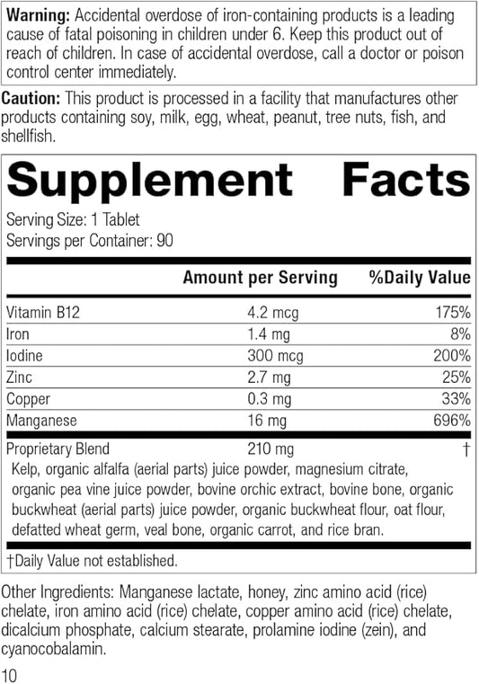 Standard Process Trace Minerals-B12 B12, Zinc, 90 Tablets