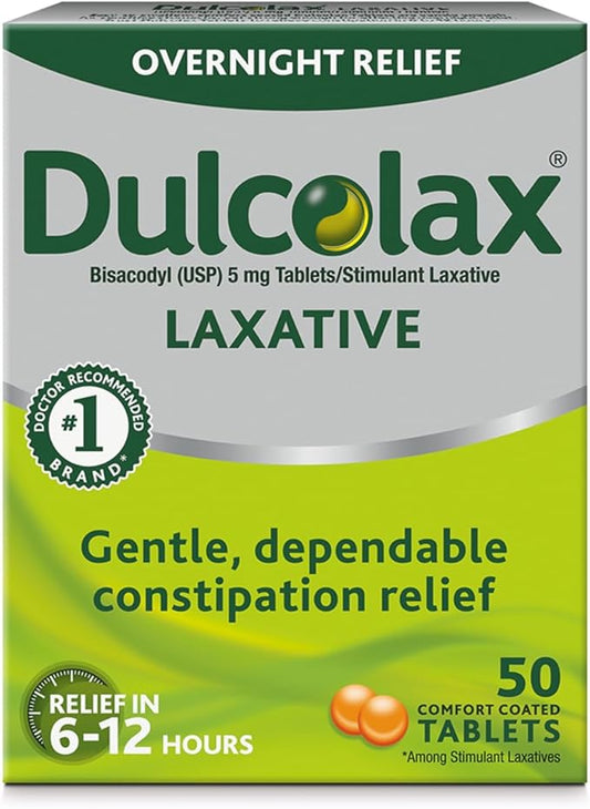 Dulcolax Overnight Relief Laxative for Gentle 5 mg 50 Count 125 mg