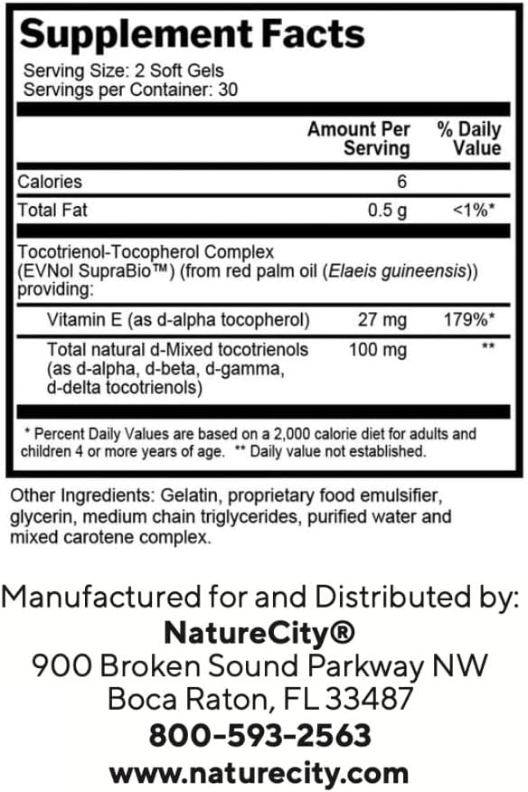 True-E Full Spectrum Tocotrienols Vitamin E 27mg Softgels (2-Pack)