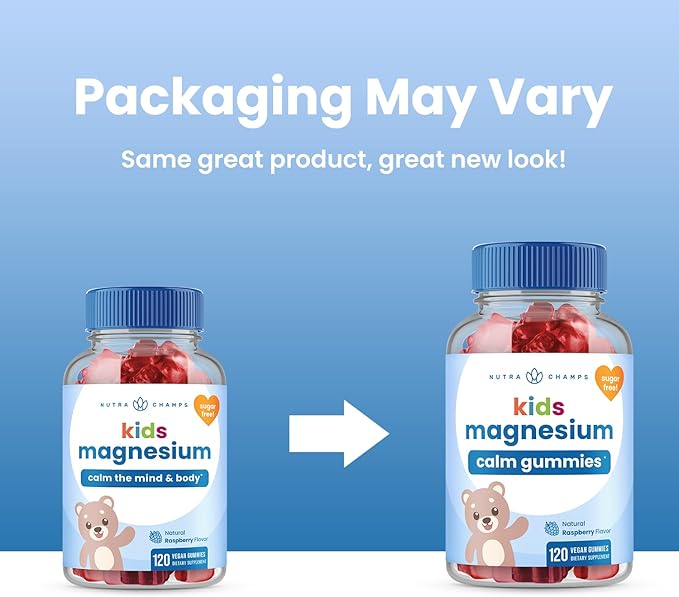 Kids Magnesium Gummies - Sugar Free Calm Magnesium Gummies for Kids - 4 Month Supply - Supports Bone Health, Sleep - Magnesium Citrate for Kids Supplement - 120 Children’s Vegan Magnesium Calm Gummies