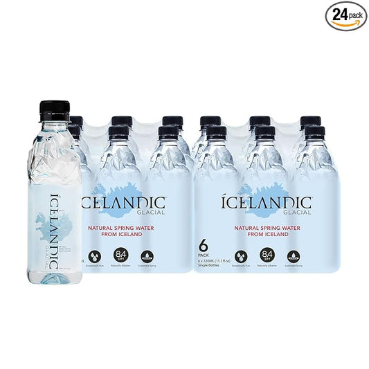 Icelandic Glacial Natural Spring Water, Unflavored, 330 ml / 11.1 Fl Oz (Pack of 24)