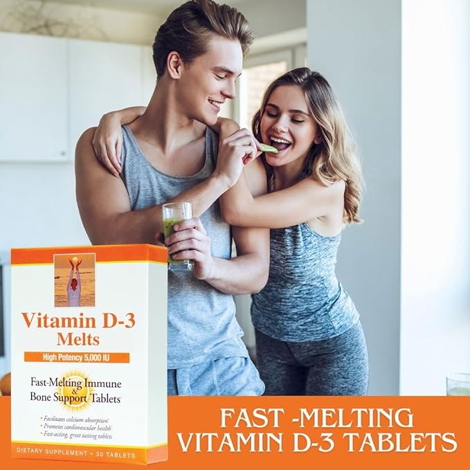 Dr. Newton's Naturals Vitamin D3 Fast-Melting Tablets - 5000 IU (125 mcg) Helps Maintain Healthy Bones and Immune Support - 30 Tablets - Ultimate Absorption – High Potency-Manufactured in USA