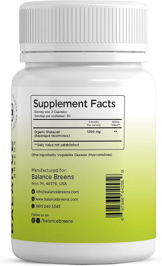 Organic Shatavari Capsules 1200mg 60 Capsules