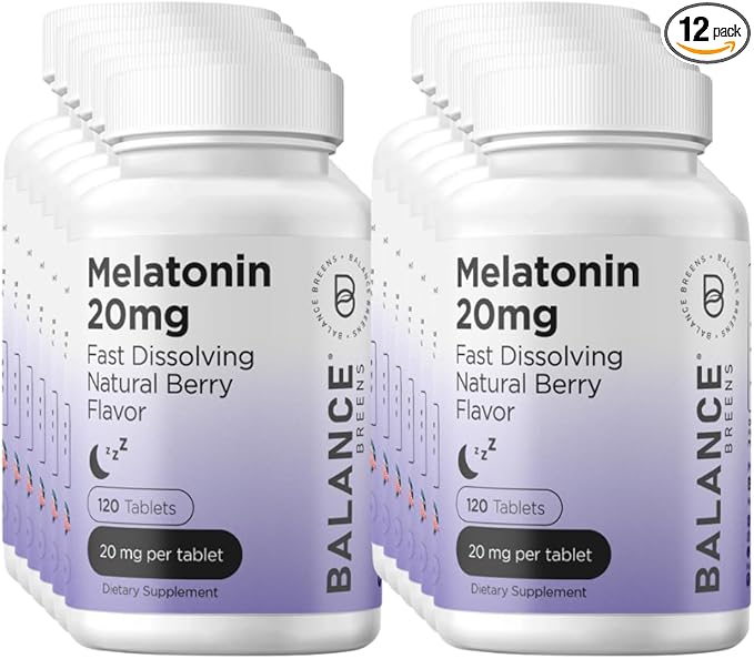 Melatonin 20mg, 100% Drug Free, Fast-Dissolve 120 Tablets