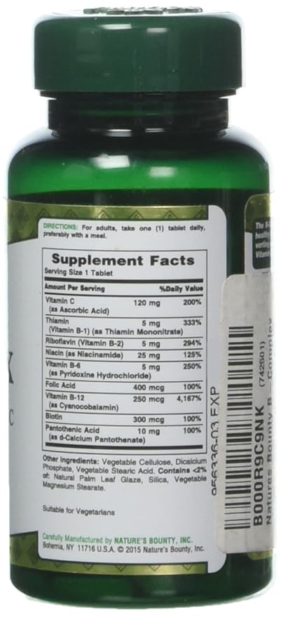 Nature's Bounty B-Complex With Folic Acid 125 Tablets