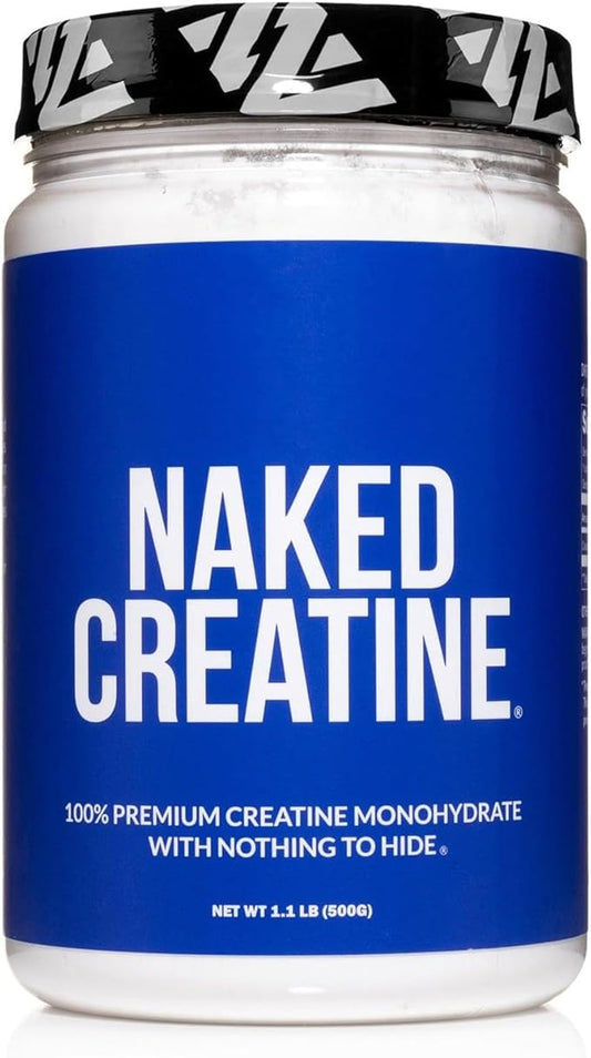 Naked Pure Micronized Creatine Monohydrate - 100 Servings - 500 Grams, 1.1Lb Bulk, Vegan, Non-GMO, Gluten Free, Soy Free. Aid Strength Gains, No Artificial Ingredients Creatine