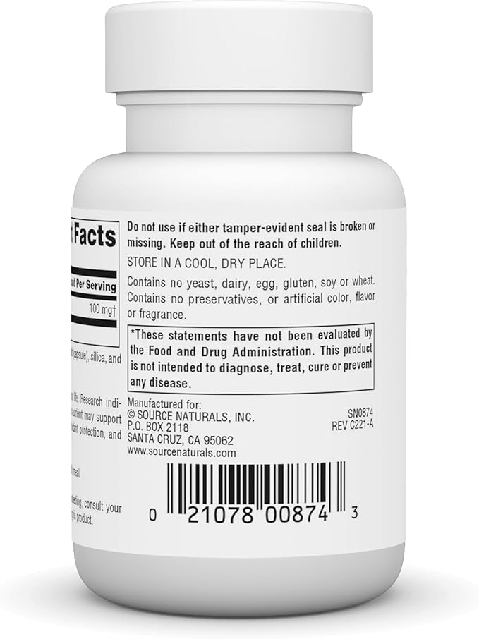 Source Natural Coenzyme Q10 Antioxidant Support 100 mg 30 Capsules