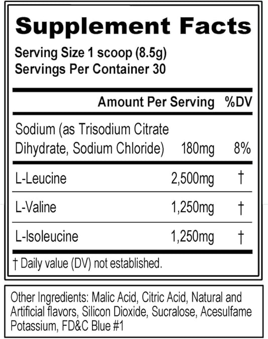 Evlution EVL BCAAs Amino Acids Powder - BCAA Powder Post Workout Recovery Drink and Stim Free Pre Workout Energy Drink Powder - 5g Branched Chain Amino Acids Supplement for Men - Blue Raz
