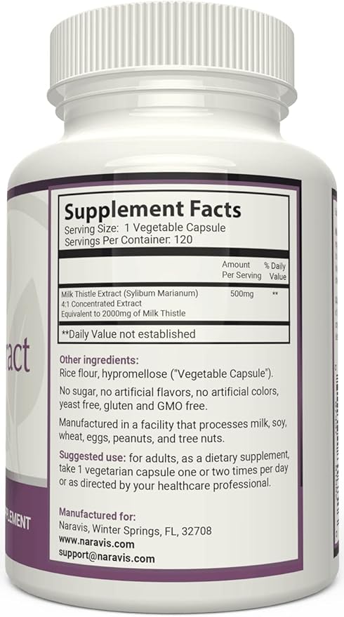 Milk Thistle Extract 4:1 Extract 2000mg - 120 Capsules