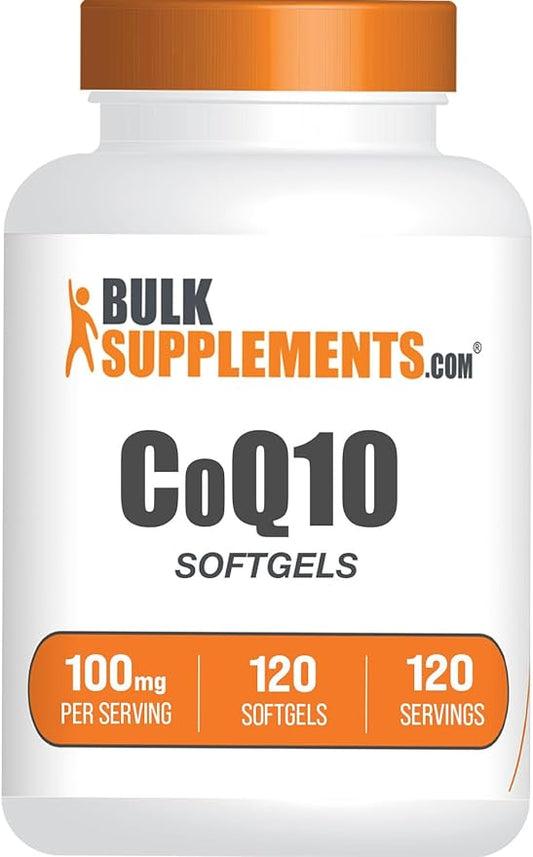BulkSupplements.com CoQ10 100mg Softgels - Coenzyme Q10 100mg Supplement, Co Q-10 Softgels - Heart Health Support, Gluten Free, 1 Softgel per Serving, 120 Count (Pack of 1)