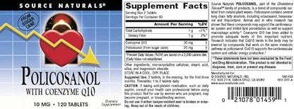Source Naturals Policosanol with Coenzyme Q10, 10 Mg -120 Tablets