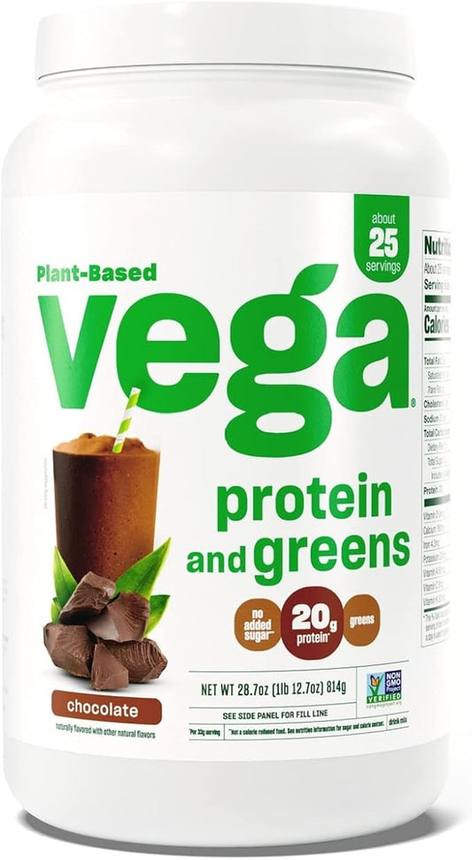 Vega Protein and Greens Protein Powder, Chocolate 20g Plant 1lbs (Packaging