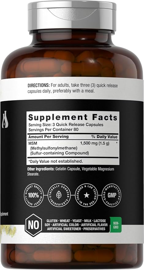 Horbäach MSM Capsules 1500mg 240 Count